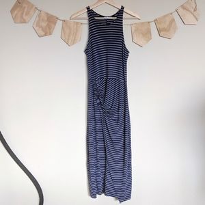 Gap Maxi Blue and White Stripe Dress Faux Wrap